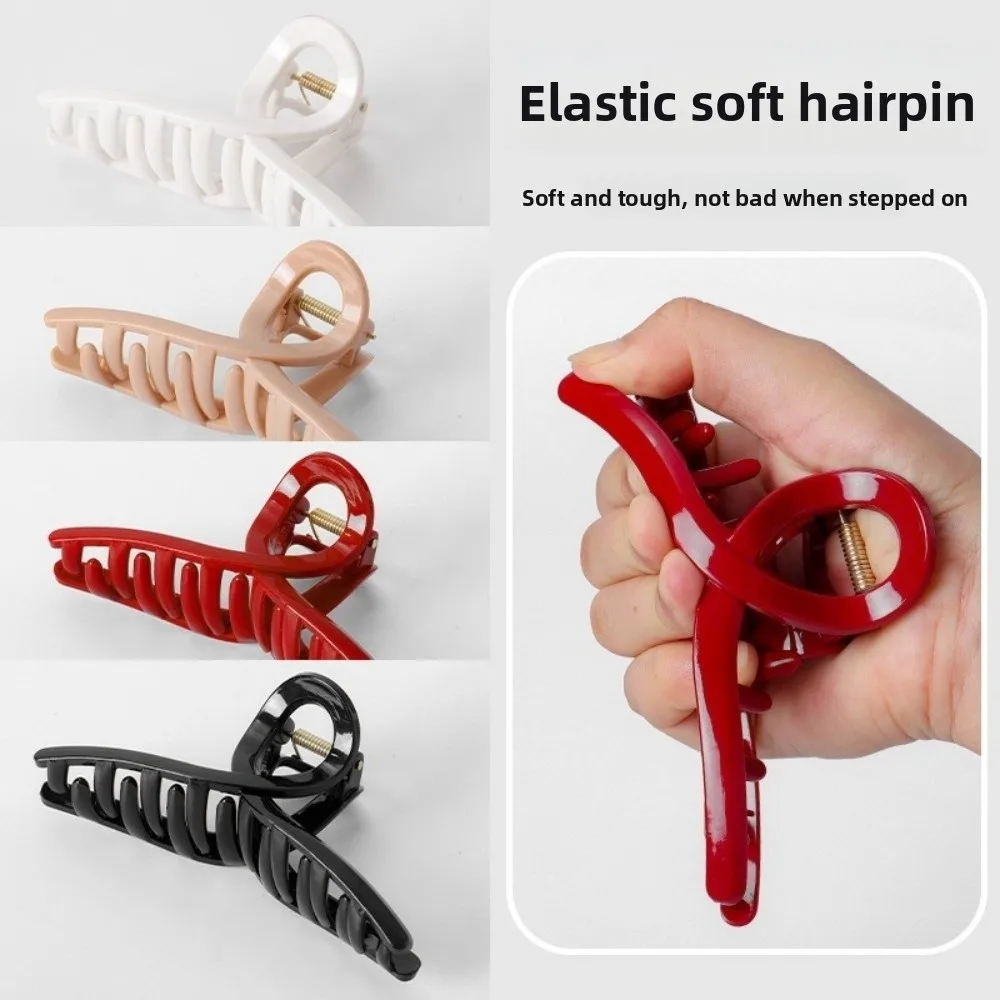 

Flexible Unsnappable Hair Claw Clips Anti Collision Protection Soft Silicone Shark Clip Comfortable Non-Slip Ponytail Hairpins
