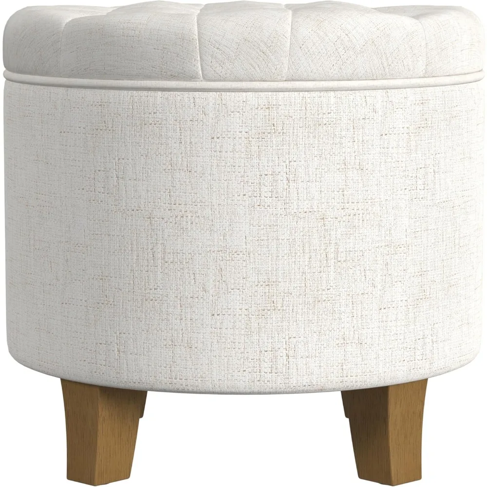 

Soft Cushioned Round Plush Footstool, Ottoman with Storage Function, Suitable for Living Rooms and Bedrooms