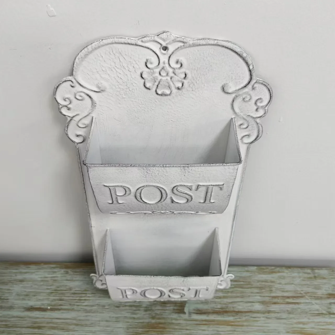 Vintage White Double-layer Mailbox Creative Courtyard Decoration Metal Sheet Wall Mounted Mailbox