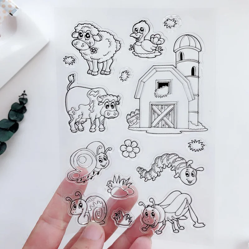 

Pasture Sheep Cow Stamps Rubber Transparent Silicone Seal DIY Hand Account Scrapbook Journal Decoration Crafts Stencil Reusable