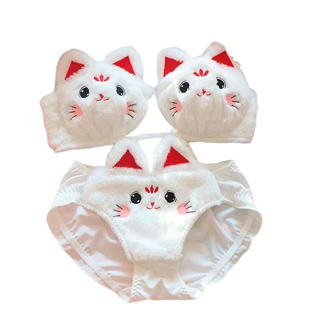 

Japanese Cute Girl Plush Underwear Autumn and Winter KUCLUT Japanese Bra Without Underwire Warm