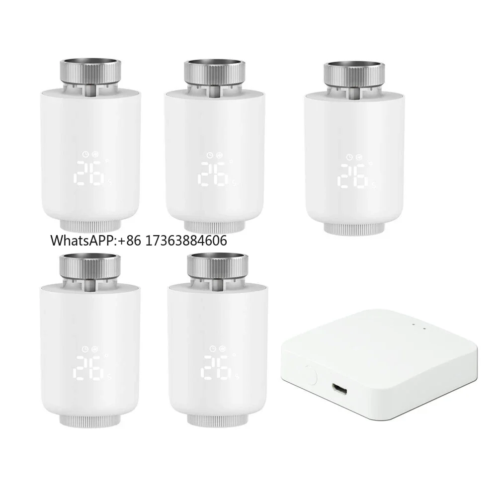 

5Pcs Zigbe Smart Thermostat Radiator Valve Temperature Schedule Setting Window Open Detection Function APP Remote