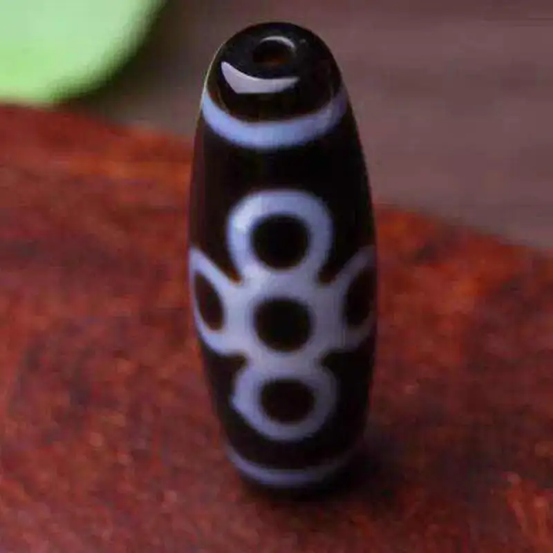 خمسة عيون الإضاءة العقيق التبتي الطبيعي الجزع Dzi الخرز مصقول صنع المجوهرات عقد دي اي واي سوار 13x37 مللي متر الخرز Dzi التبتية #4