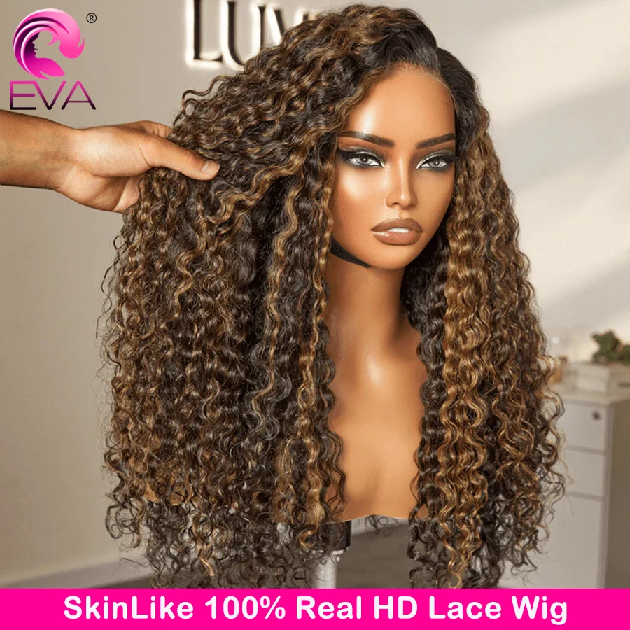 

Highlight Blonde Brown Kinky Curly Wig 250 Density 13x4 13x6 HD Lace Frontal Wig Glueless Wear Go Wig 5x5 HD Lace Closure Wigs
