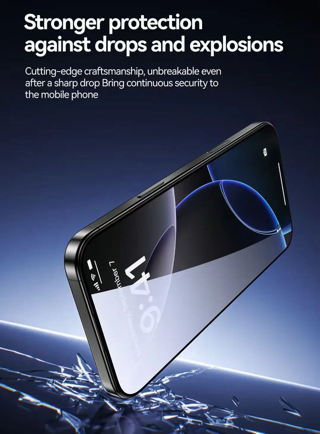 Displayschutz aus gehärtetem Glas für iPhone 17/16/15 Pro, Gorilla, staubfrei, Vollbild-Shatter-Schutz – Detail 3