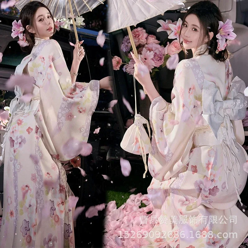 

Traditional Japanese Women Kimono Yukata Haori Gown Fashion Print Flower Photography Clothes Formal Party Dress Cosplay Costume