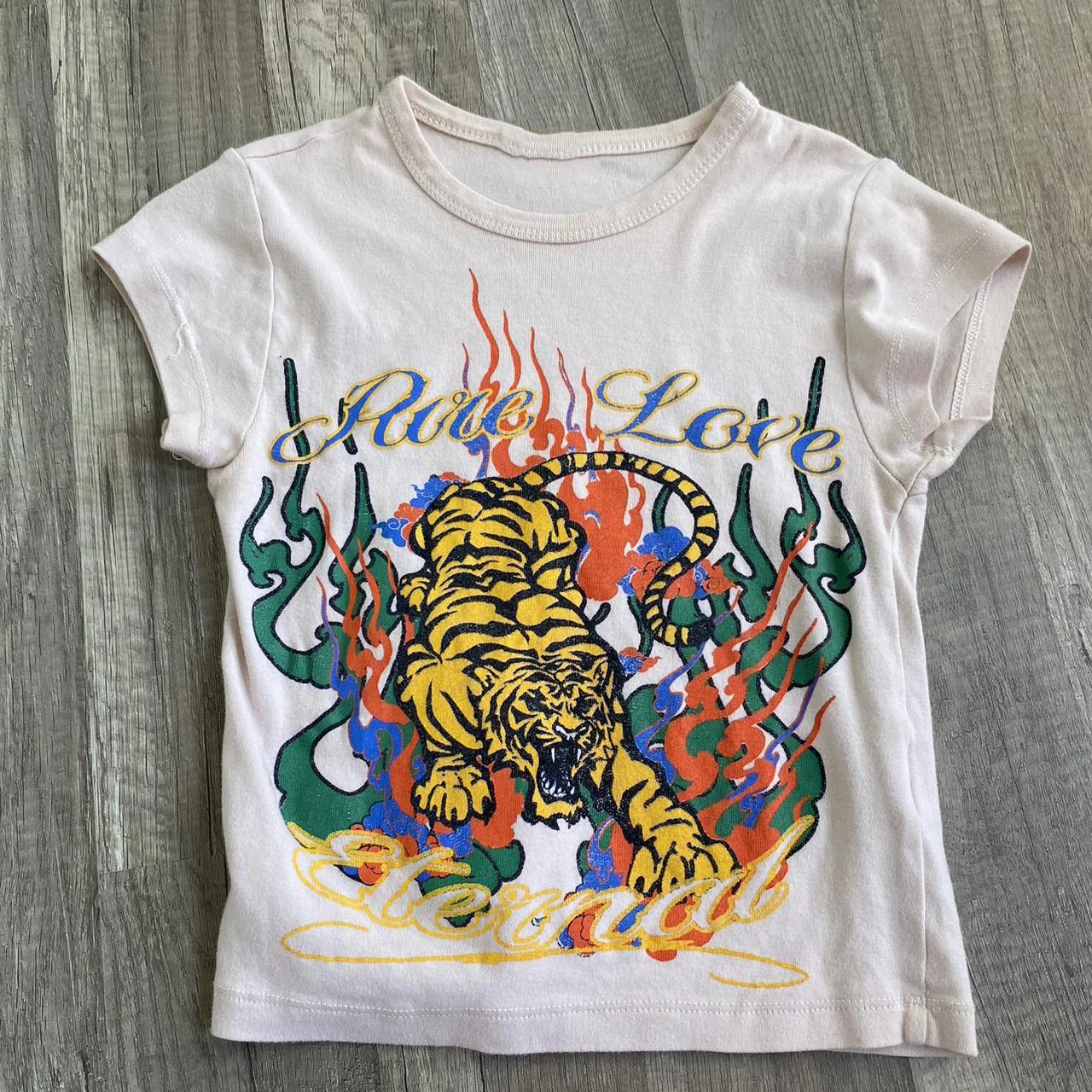 2000s Y2K Grunge Cyber Goth Vintage Letter Tiger Graphics Short Sleeve Crop Top Baby Tees Kawaii Skater T-shirt Women Streetwear