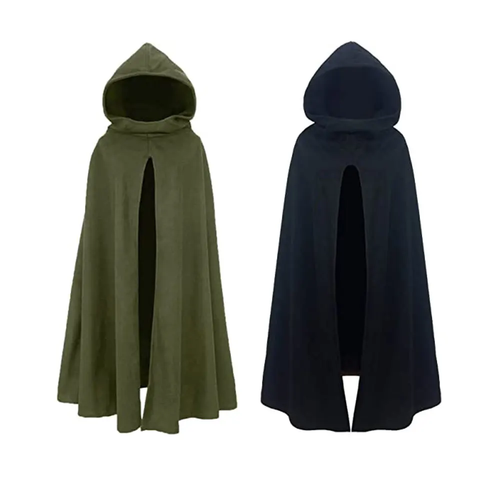 

Men's Ancient Hooded Cloak Adult Medieval Hunter Archer Cape Wizard Celtics Warrior Coat Cosplay Clothing Stage Drama Costume