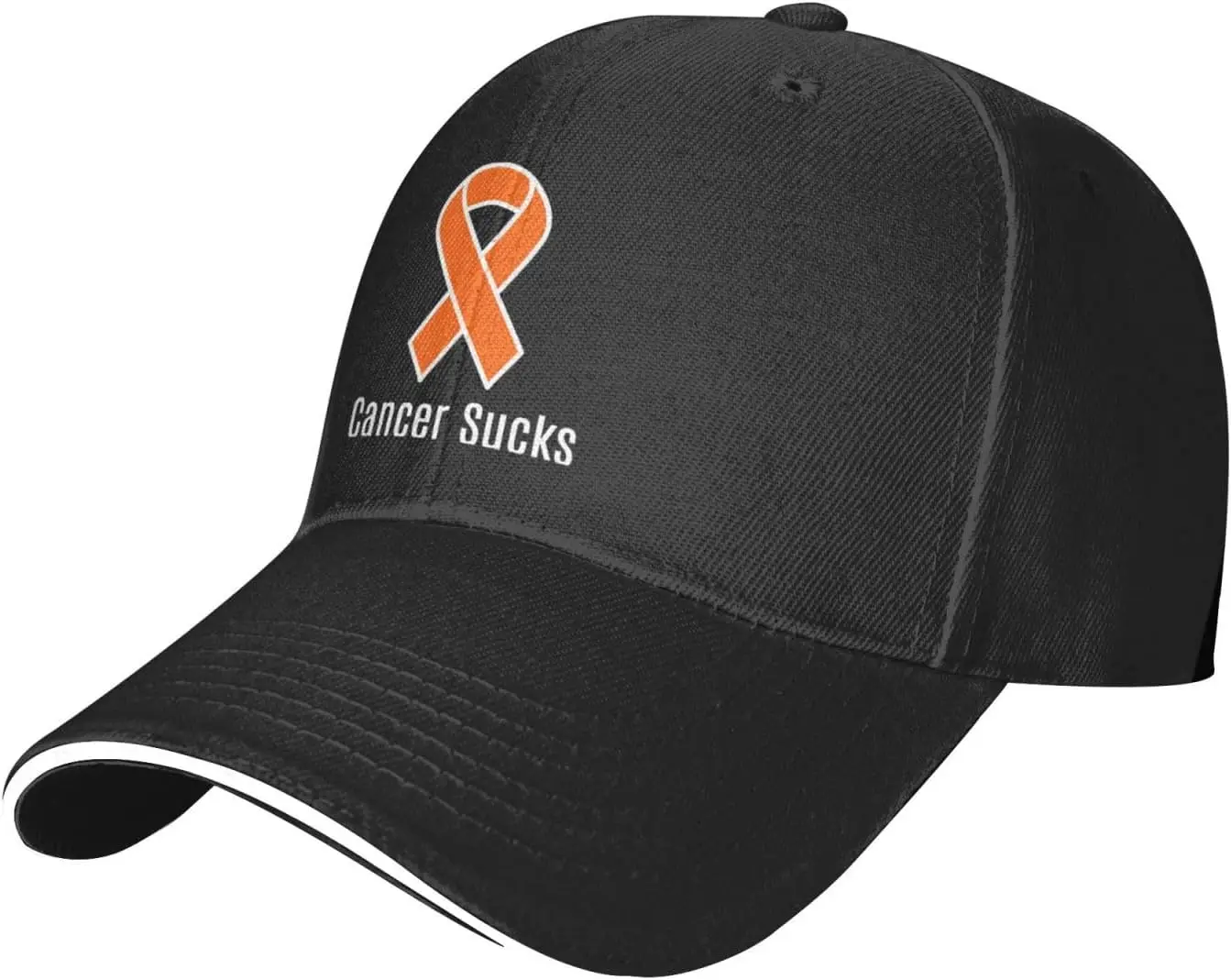 Orange-Leukemia-or-Kidney-Cancer-Awareness-Baseball-Cap, Mens Vintage Snapback Hats Trucker Hats Dad Hat Black