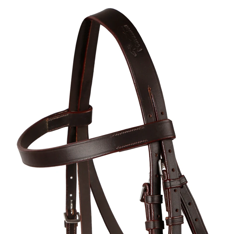 Cavassion equestrian bridle brown L size with leather reins riding horses head collar