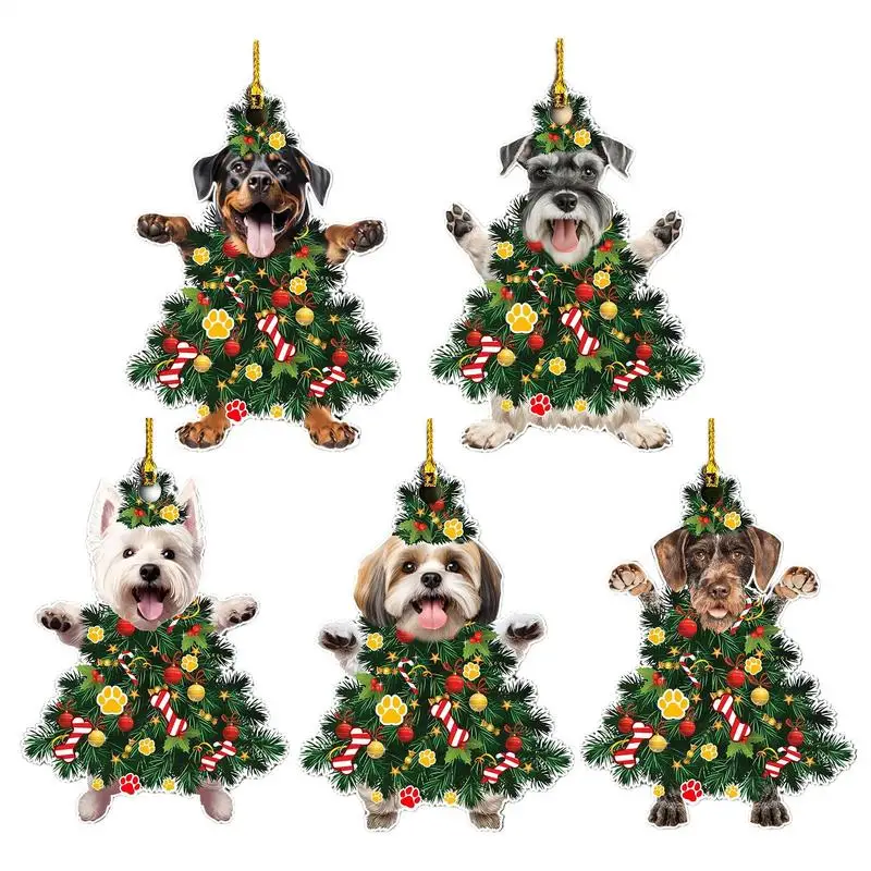 Personalized Corgi Dog Acrylic Flat Pendants Dog Themed Xmas Tree Pendant Ornament Christmas Decorations Holiday New Year Gift