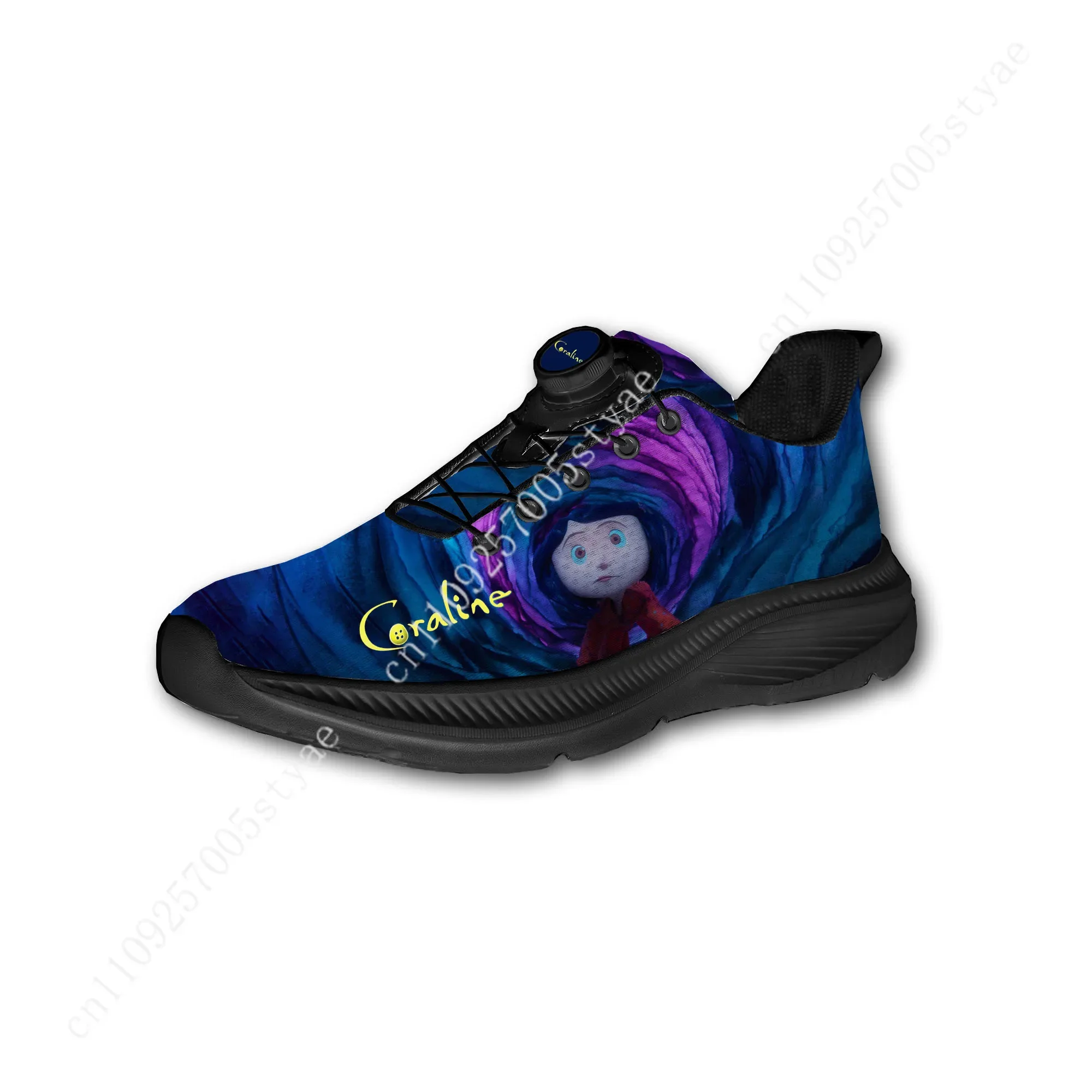 

Hot Popular Caroline Animated Films Men Women Running Off-road Shoes Laceless Rotating Button Sports Shoe Leisure Custom Sneaker