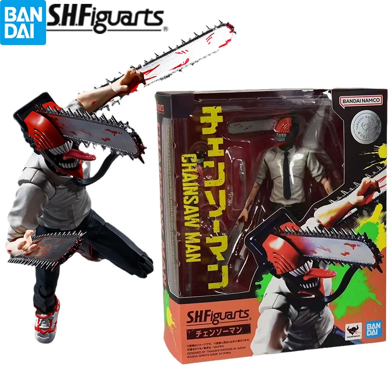 Original Bandai S.H.Figuarts Denji Power Chainsaw Man Nyaako Anime Figure Action Model Collectible Figurals Brinquedos Toys