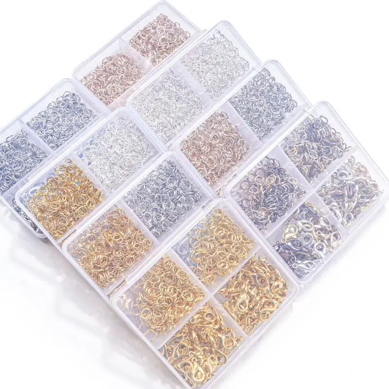 500 Stück/Box Schmuckherstellungsset, Karabinerverschlüsse & Biegeringe mit Box für DIY-Ketten, Halsketten, Armbänder, Fußkettchen, Zubehör, Verbindungsstücke – Detail 26