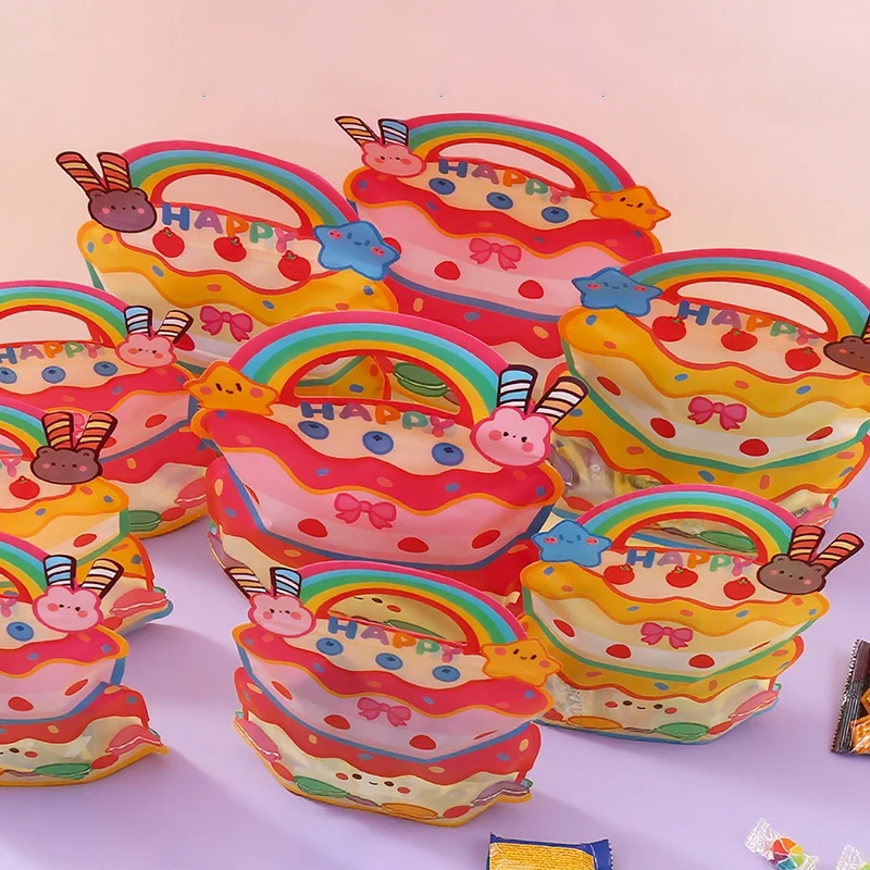 TETP 50 قطعة حقيبة عيد ميلاد سعيد كرتونية حقيبة هدايا عصرية للحفلات والاحتفالات تغليف بسكويت الحلوى المصنوعة يدويًا