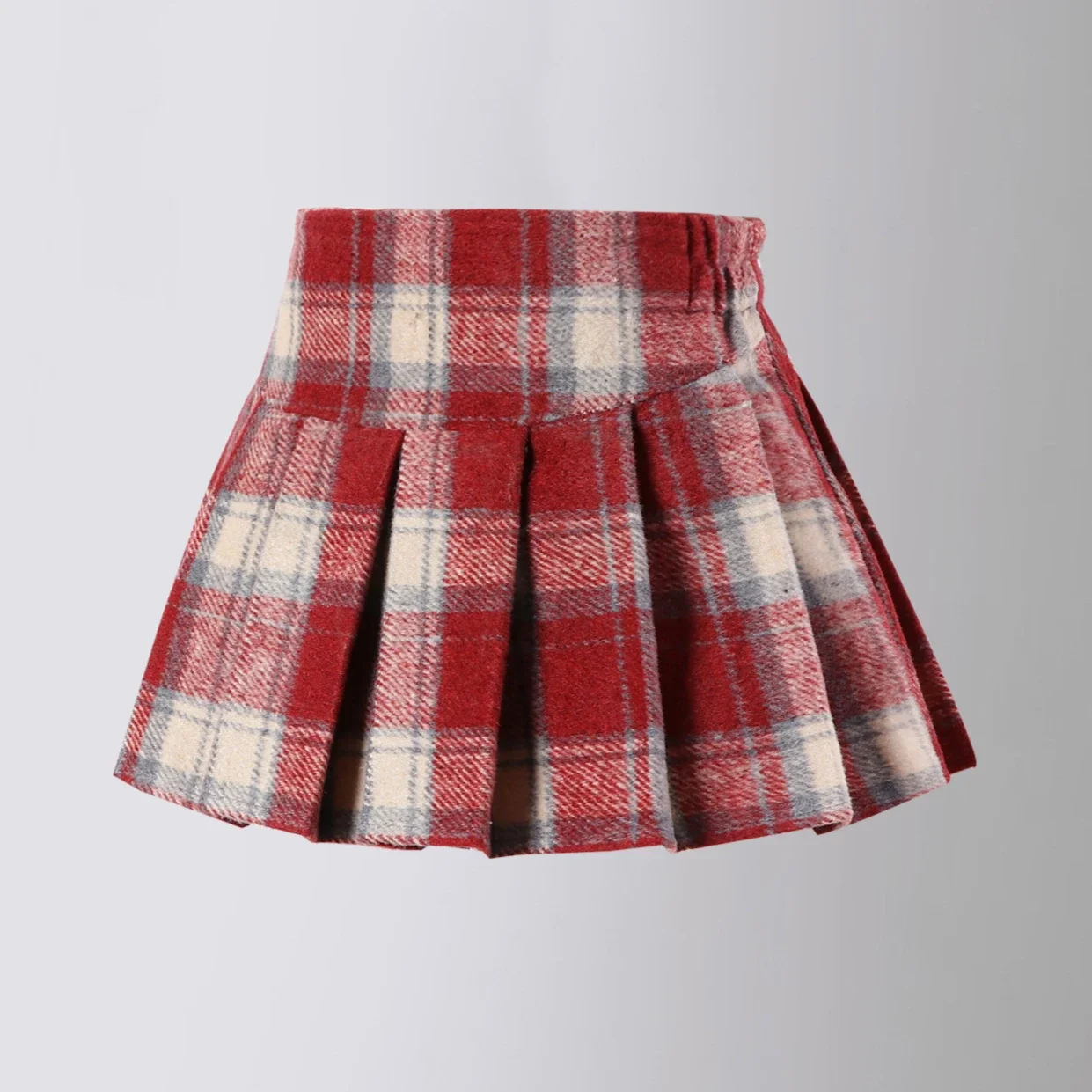 School Girls Christmas Plaid Skirt Autumn Winter Woolen New Year A-line Short Skirt for Kids Fashion Festive Party Holiday Skirt