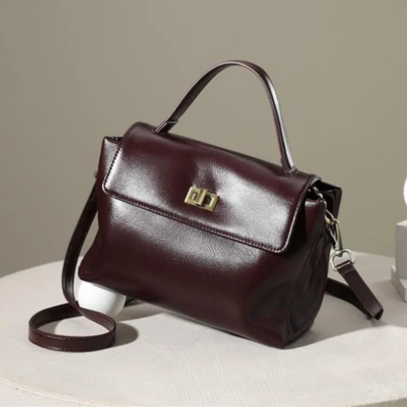 

Винтажная женская сумка из натуральной кожи с клапаном, высококачественная дизайнерская сумка на плечо, роскошная многофункциональная сумка через плечо