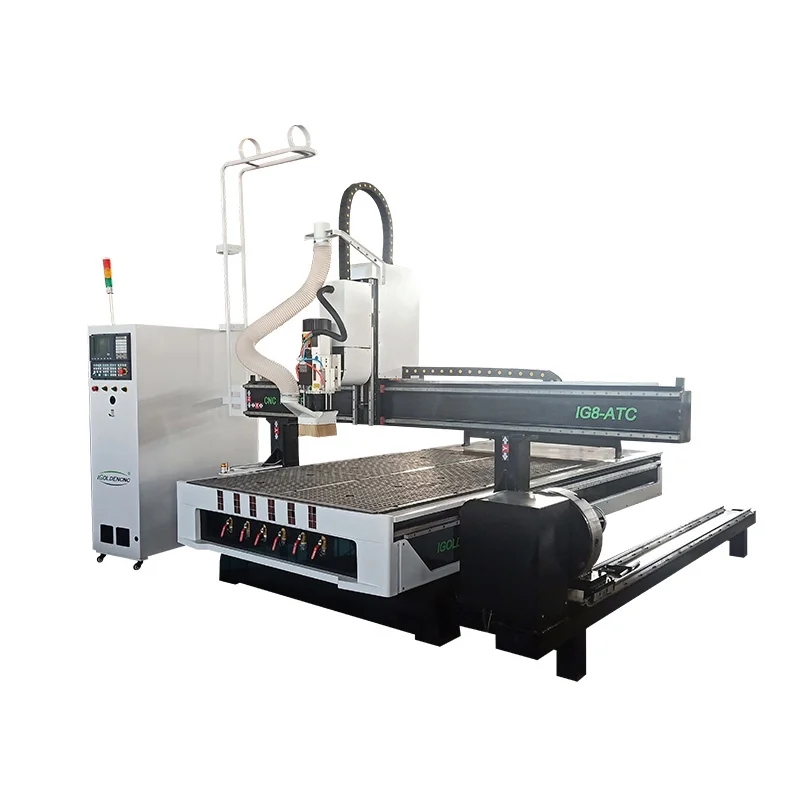 4 Axis 1530 4*8Ft Cnc Router Atc Automatic 3D Wood Carving Kitchen Cabinet Door Making Machines With Rotary Axis And Swing Head
