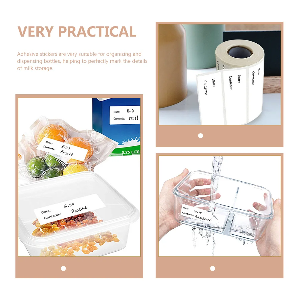 

1 Roll Food Label Stickers Practical Multi-Function Labels for Milk Food Storage Bottle Organization Date Stickers