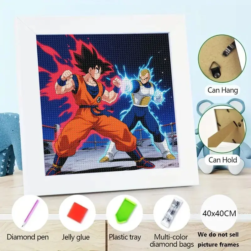 

1 шт. 5D DIY Набор алмазной живописи, Dragon Ball Z Goku & Vegeta Epic Battle Full Square Drill Аниме Художественная настенная картина, Super S