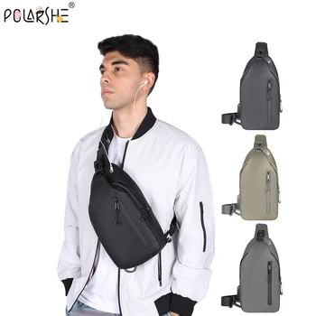 Polarshe Riñonera Herenborsttas USB-opladen Heuptassen Grote capaciteit Waterdichte lichtgewicht schoudertas Outdoor borsttas