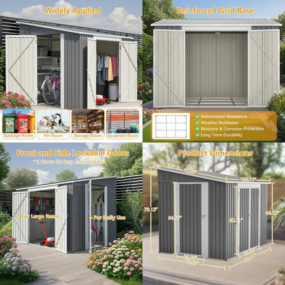 

Прочный уличный навес размером 6x8 футов с наполом, большими инструментами и хранилищем для газонокосилок, запираемыми дверями, водонепроницаемыми для сада и патио