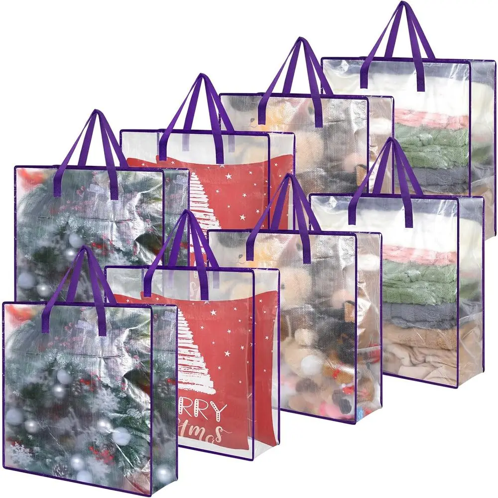 

Фиолетовые сверхпрочные пластиковые пакеты для хранения венков с застежкой-молнией и ручкой для 8 рождественских гирлянд и дверных украшений