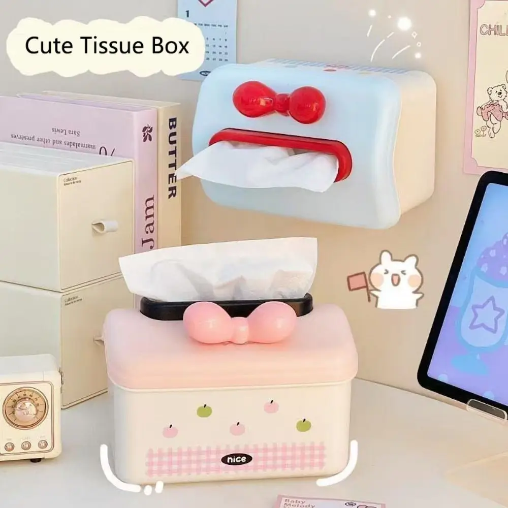 

With Spring House Shape Paper Box Non Slip Cartoon Facial Tissue Holder Space-saving 3D Bowknot Hanging Napkin Container Toilet