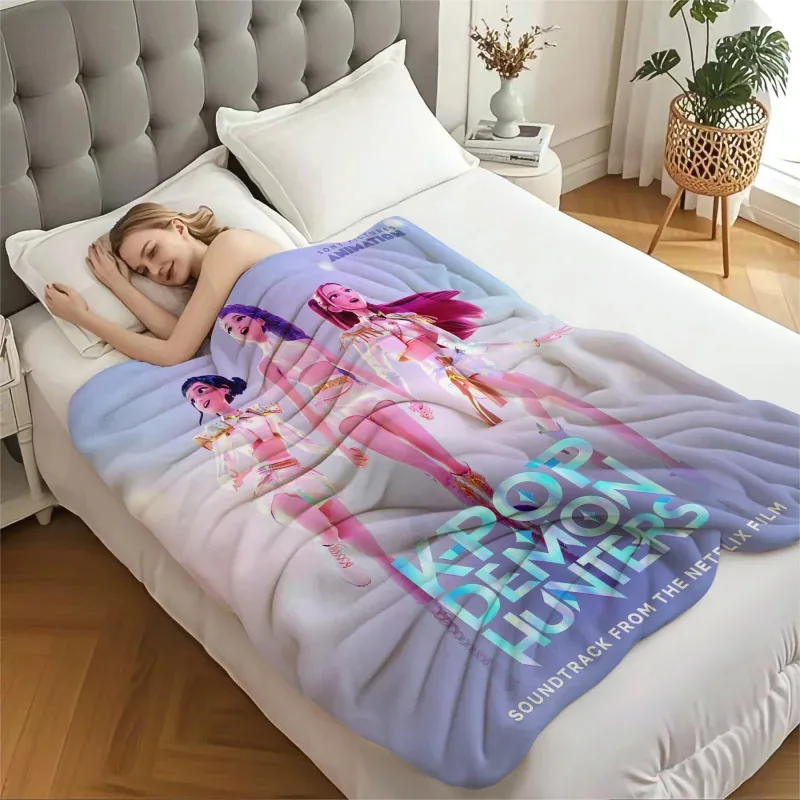 31 أنماط K-Pop شيطان الصيادين بطانية الساخن أنيمي الفانيلا بطانية مروحة هدية للمنزل الترفيه التخييم السفر بطانية متعددة الوظائف