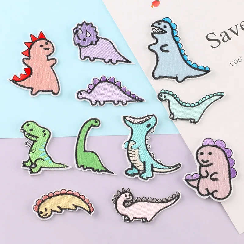 3M Color Dinosaur Embroidery Badges Stick On Patches On Clothes DIY Dress Jean Hat Clothing Accesories Cartoon Applique Stickers