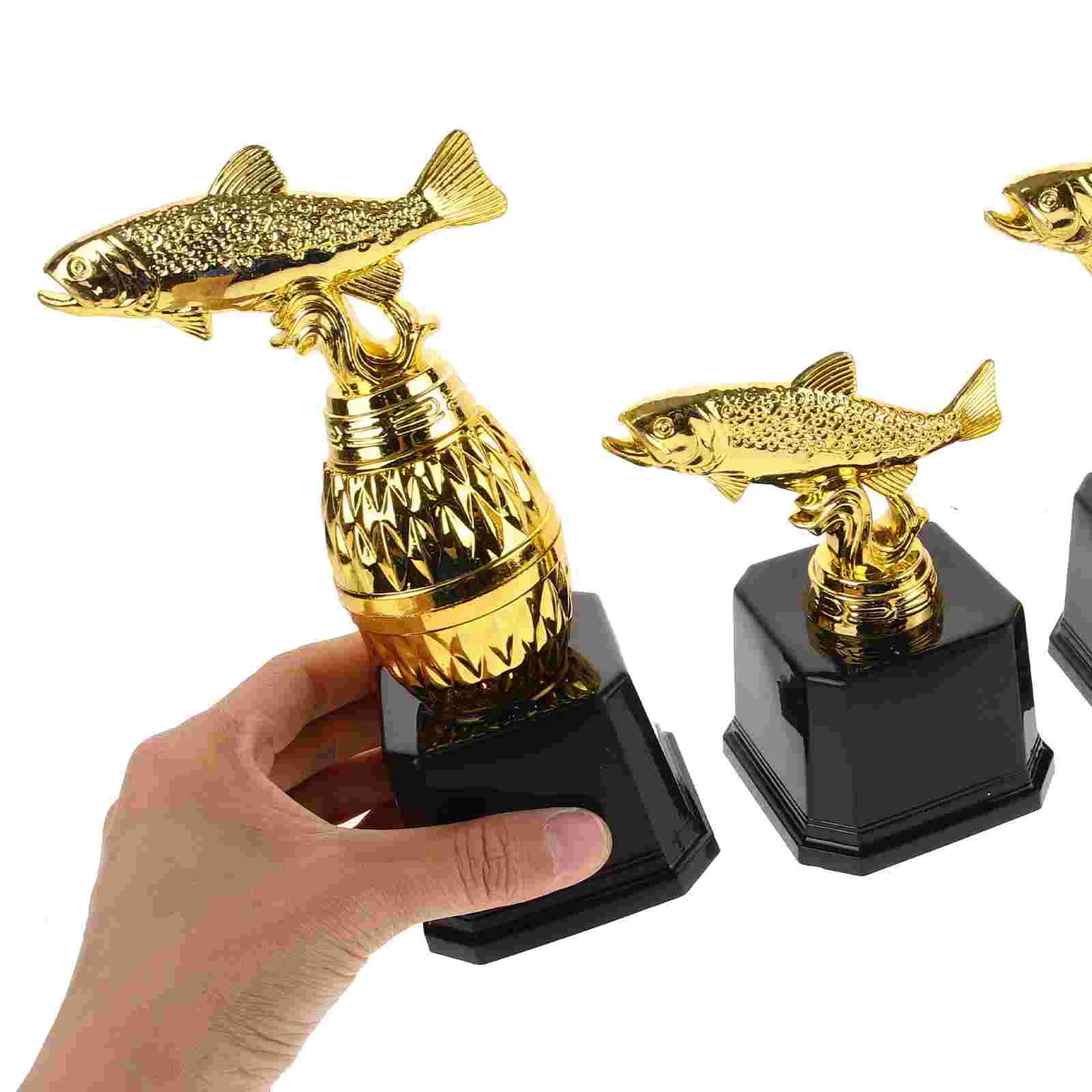 3 Pcs Trophy Award Gift Prize for School Kindergarten Plastic Competition Child Fishing Shaped Ceremony