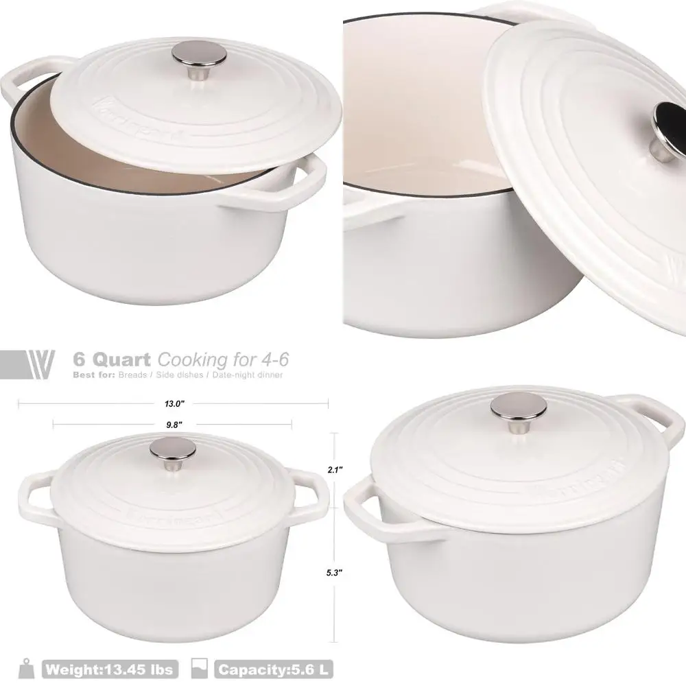 

Чугунная эмалированная кастрюля-духовка на 6 кварт (5,7 л) с крышкой для выпечки хлеба, включая набор для приготовления закваски