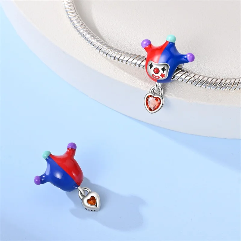 New Arrivals Cute Clown balloon Poker Amusement Park Series 925 Sterling Silver Dangle Charm Fit Original Bracelet Delicate Gift