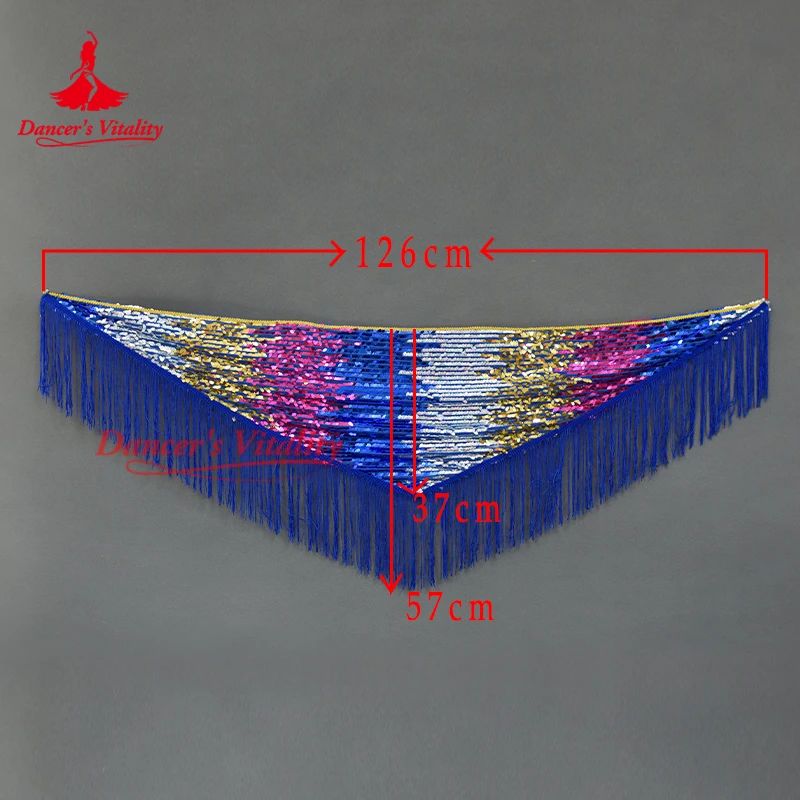 Nuevo cinturón de danza del vientre para mujer, bufanda de cadera con borlas de lentejuelas de Color degradado, accesorios de práctica de danza Oriental, cinturones de baile