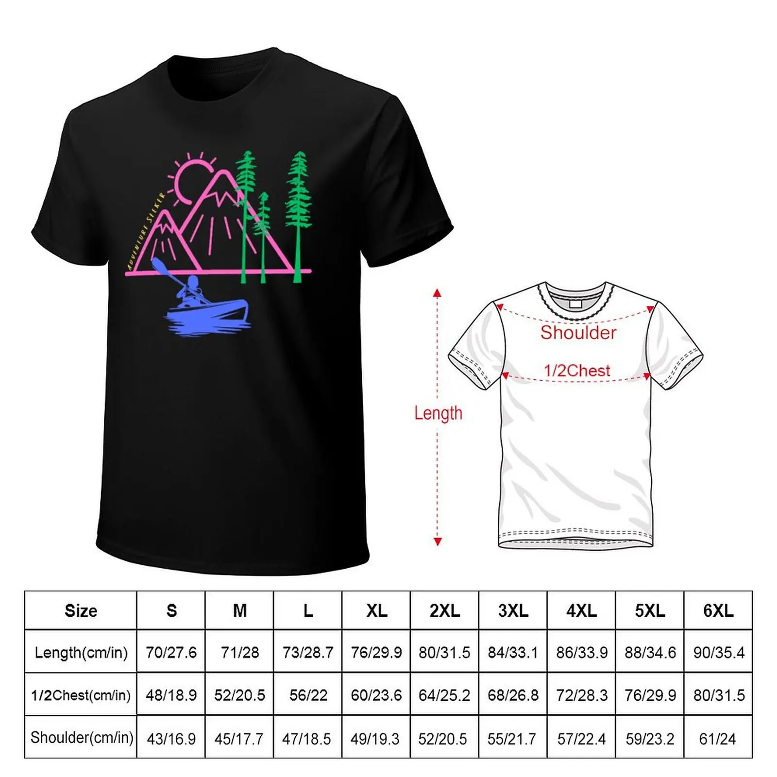 Adventure Seeker Mountain Trees Kayaking Outdoors Fun T-Shirt printed t shirts for man T-Shirt