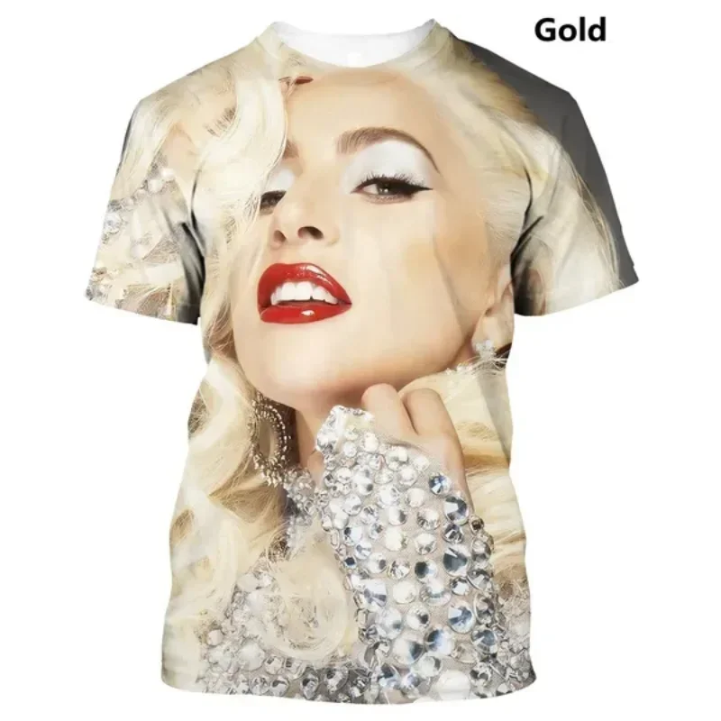 Fashion Women Clothing New Singer Lady Gaga 3D Print T-shirt  Personality Hip Hop Street Unisex Oversized T Shirt Harajuku Tops