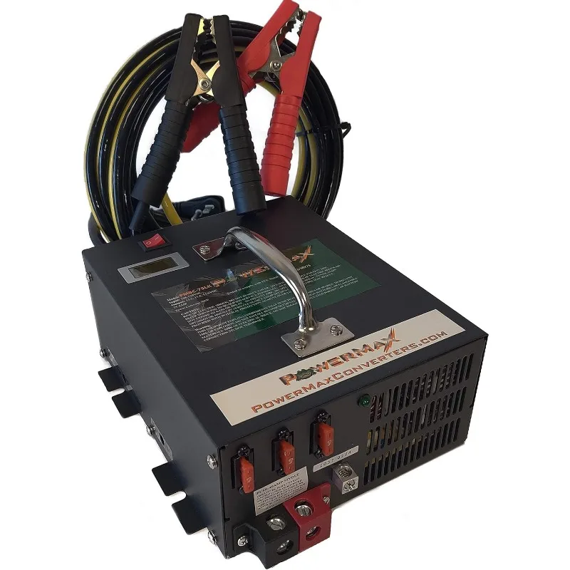 Carregador/mantenedor de bateria PMBC 100 Amp 12V, reprogramador de flash e fonte de alimentação ajustável com cabos de 15 pés, display de tensão