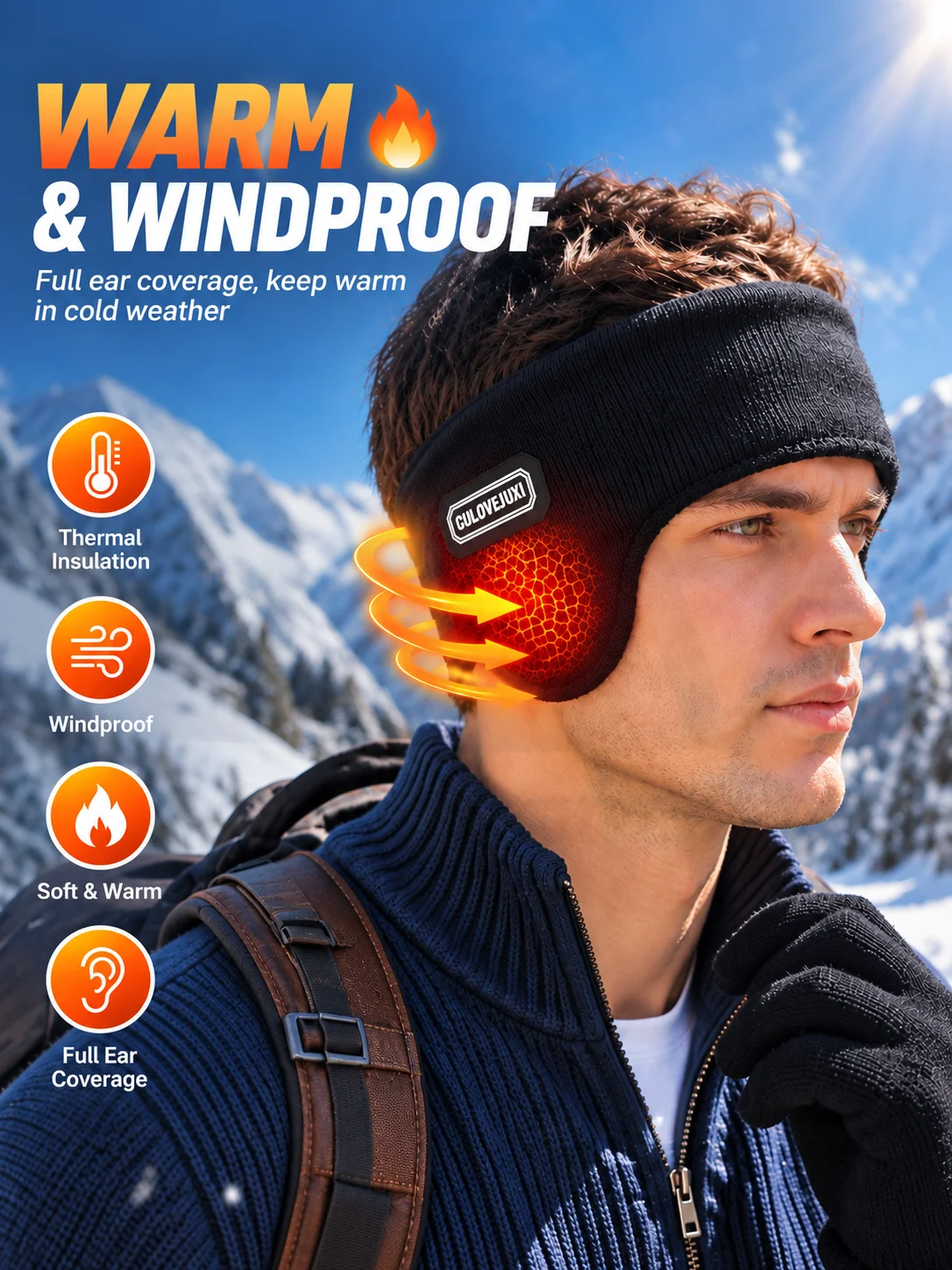 New Winter Ear Warmer Headband Men Women Fleece Lined Windproof Thermal Ear Covers Ski Running Cycling Hiking Outdoor Sports