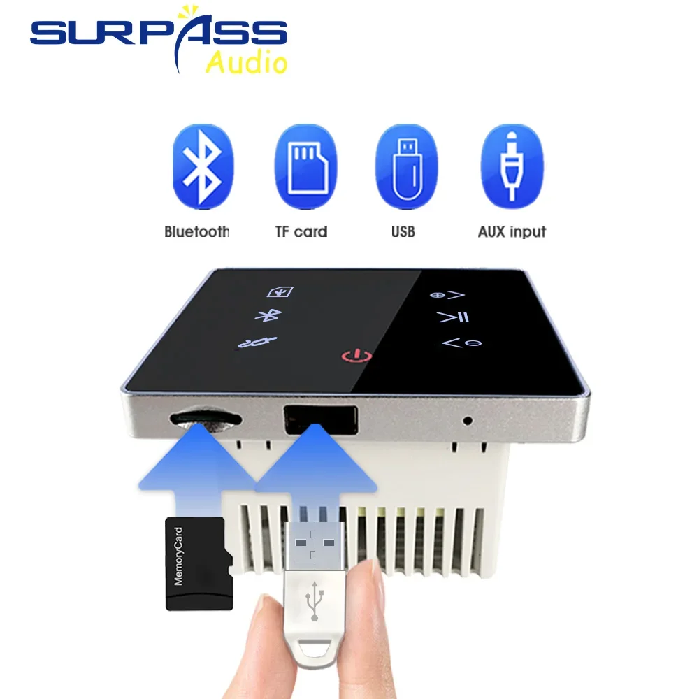 ปุ่มสัมผัสขนาดเล็ก4นิ้ว25W ระบบเสียงสมาร์ทโฮมบลูทูธรีโมทคอนโทรลเครื่องขยายสัญญาณติดผนังทรงพลังเหมาะสำหรับเล่นเพลงในบ้าน