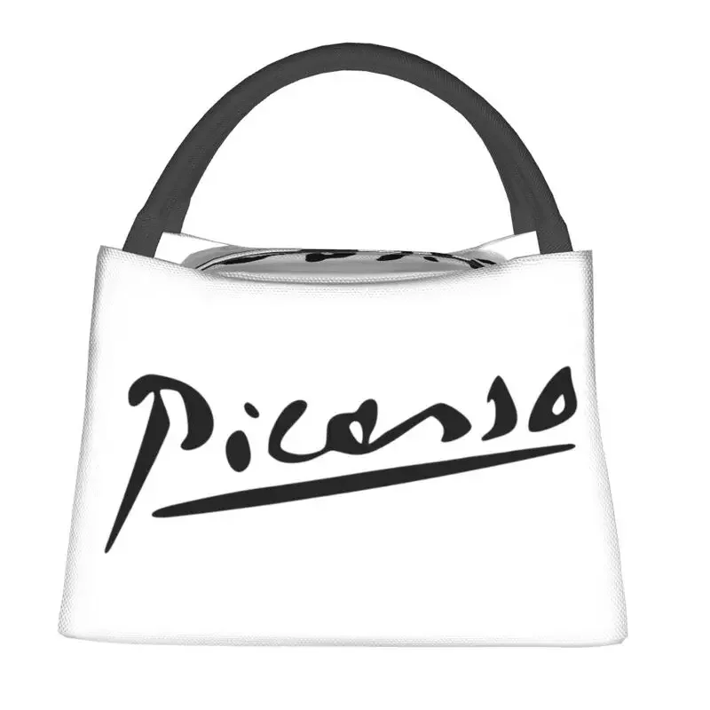 Pablo Picasso Signature Thermal Insulated Lunch Bag Animal Sketches Portable Lunch Tote for Outdoor Camping Travel Meal Food Box