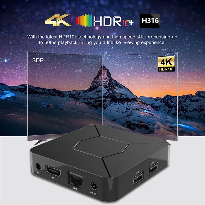 iATV Stick Q5 HDR Smart TV Stick Android TV 10.0 Allwinner H316 4K ATV HDR Portable TV Prefix 2.4G/5G WIFI BT5.0 2G 8G 100M