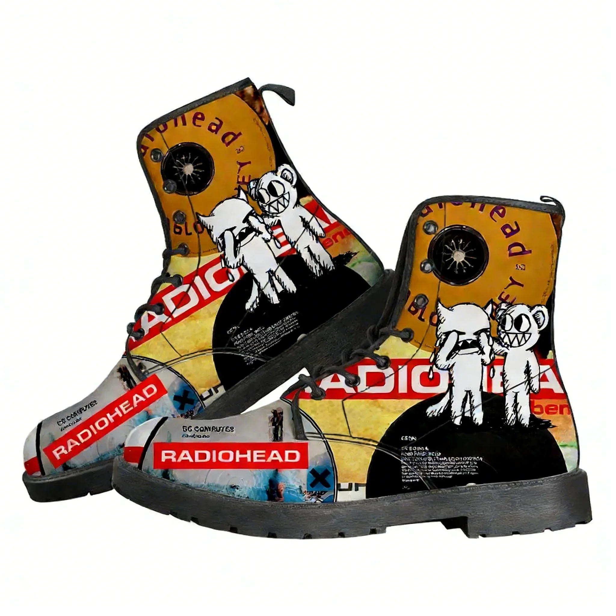 Radiohead Rock Band Boots Mens Womens Teenager Shoes Casual Boot Outdoor Light High Quality Couple Print on Demand Custom Shoe