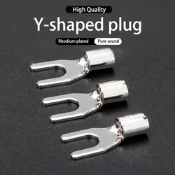 3/6PCS Monosaudio Pure Copper U Spade Wire Terminal Rhodium Plated Banana Plug Handmade DIY Power Cable Core Wiring Ground Wire