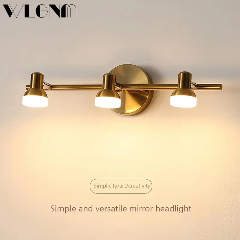 Modern LED Mirror Front Lights Rotatable Wall Sconce Vintage Gold 2/4 Heads For Bathroom Toilet Bedroom Study Lighting Fixtures