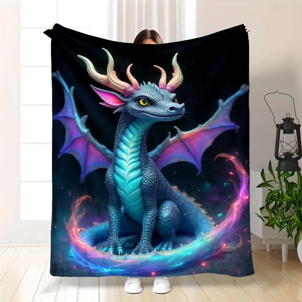 Ultimate 150x200cm Fantasy Dragon Throw Blanket Plush Cozy Decor Gift for Gaming Lovers Anime Sci Fi Mythological Art