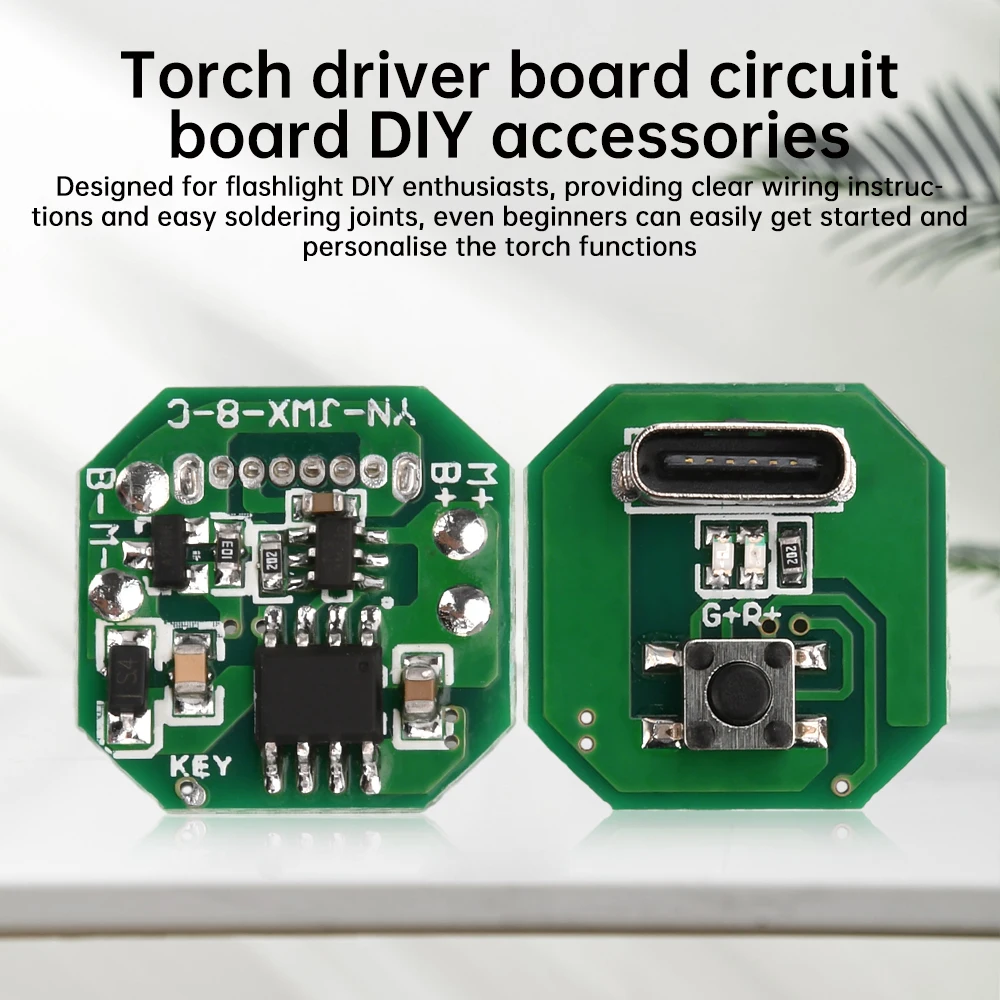 DIY Strong Flashlight Driver Board Circuit Board Type-C Charging and Discharging Integrated Module for 18650/21700 Battery