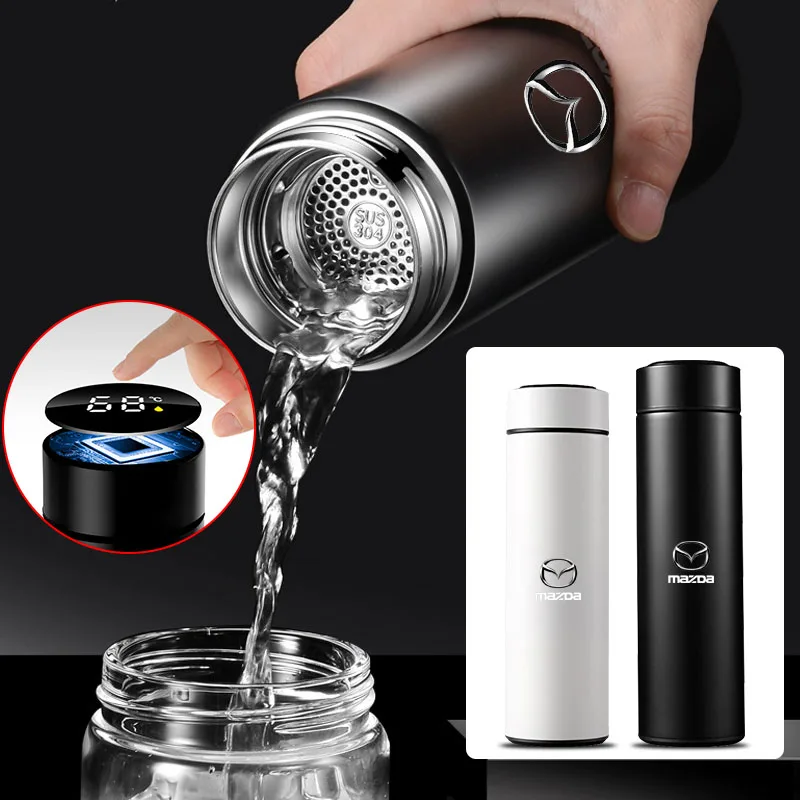 500ml Portable Car Smart Thermos Bottle Temperature Display Cup Coffee Cup for Mazda 3 6GH Atenza Axela Demio CX3 Valve Stems