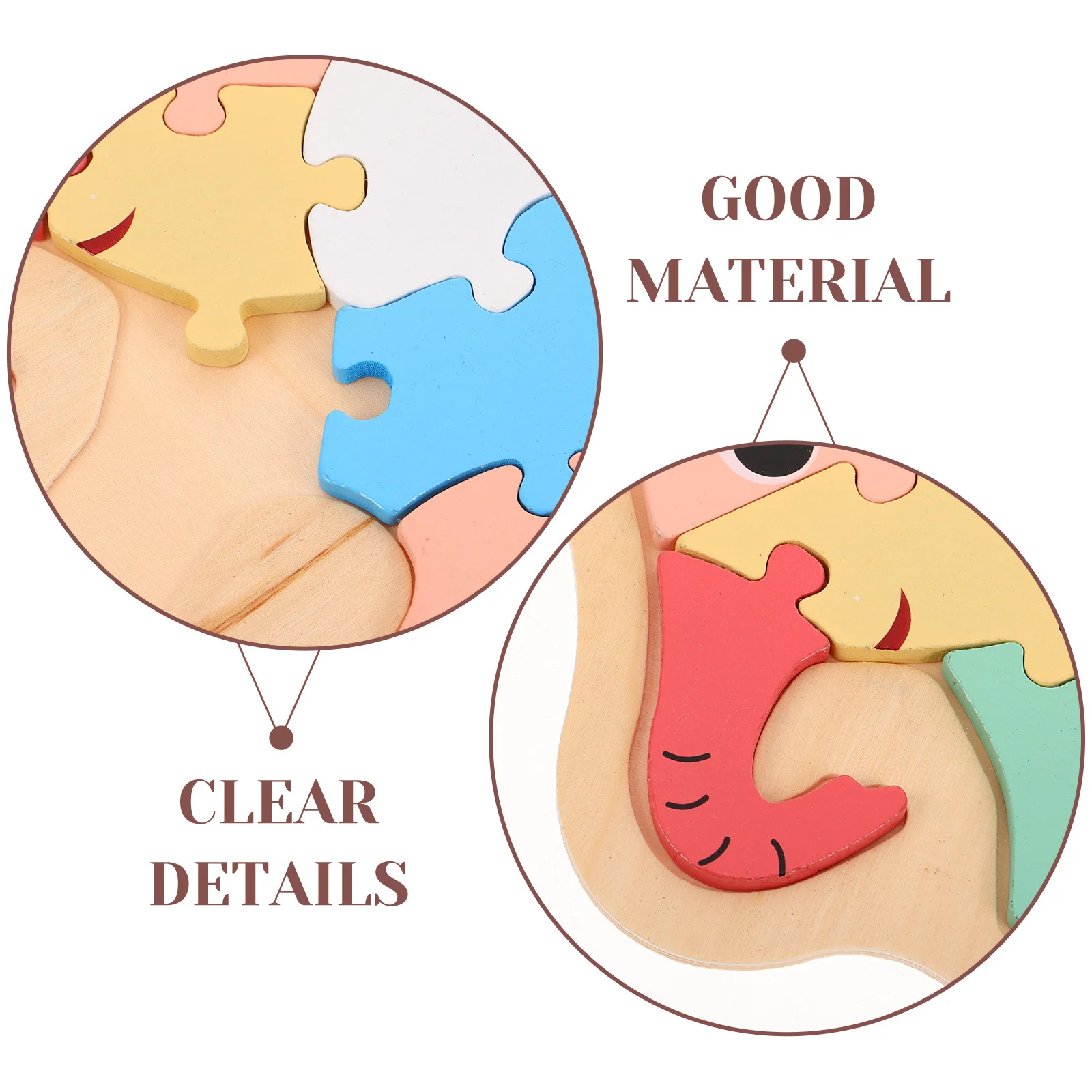 6Pcs Animal Puzzle Wooden Elephant Montessori Learning Sorting Matching Game Preschool Cognitive Skill