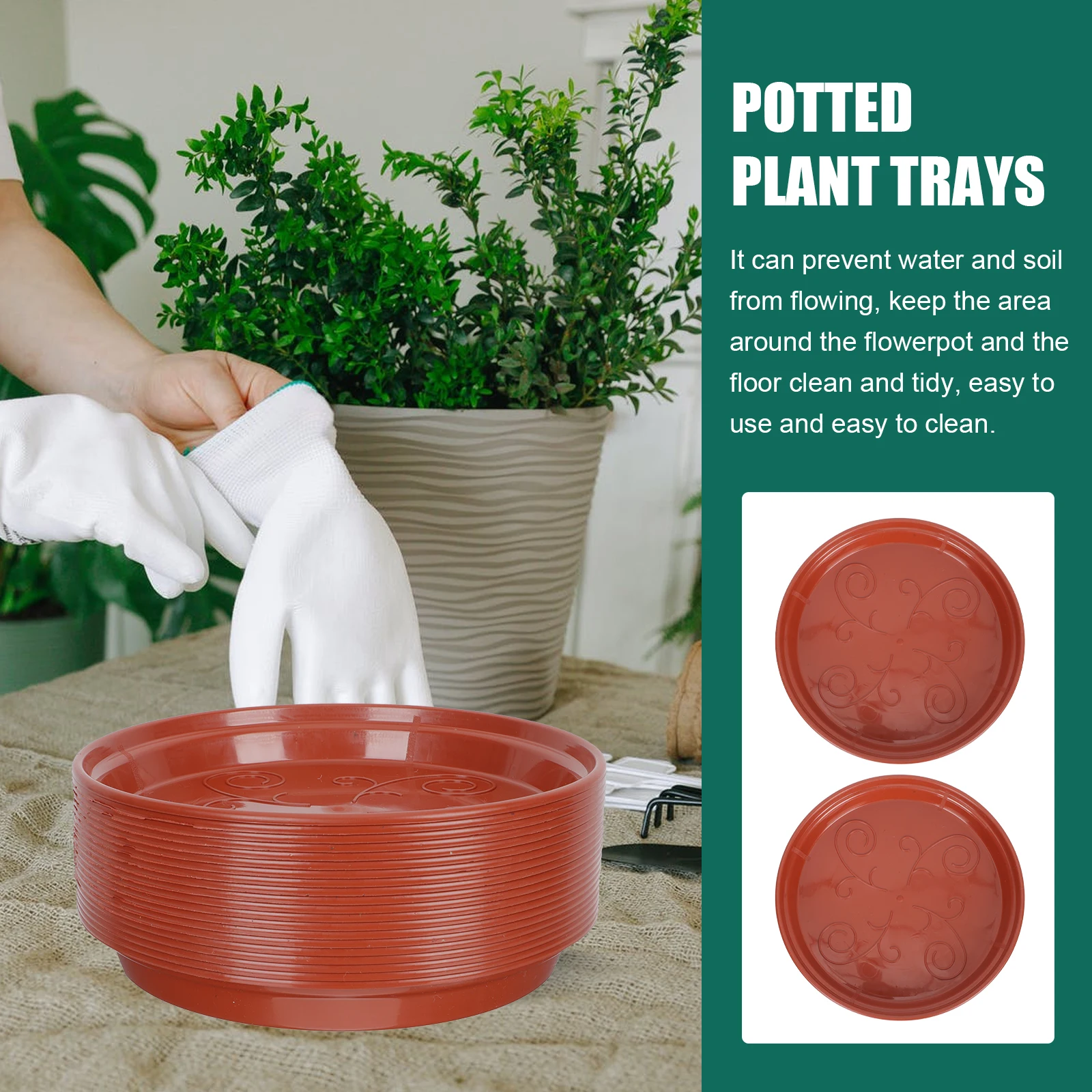 

20pcs Thickened Plastic Flowerpot Durable Water Drip Trays for Gardening Plant Bases Red Color Garden Trays