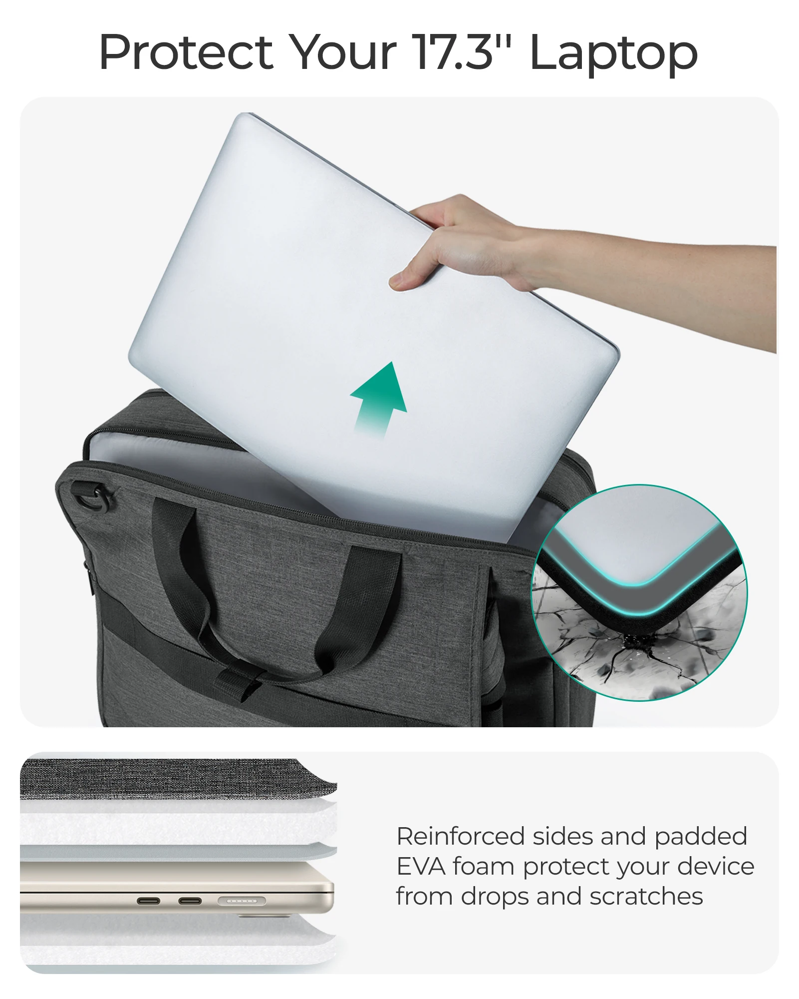 BAGSMART Laptop Bag for Men 3 In 1 Computer Briefcase 17.3 Inch Water-Repellent Notebook Cover Business Travel Office Backpack